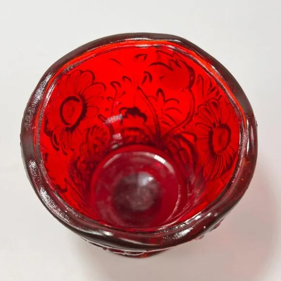 Vtg Homco Daisy Floral Red Glass Peg Votive Candle Holder Home Interiors Glows - Picture 13 of 15